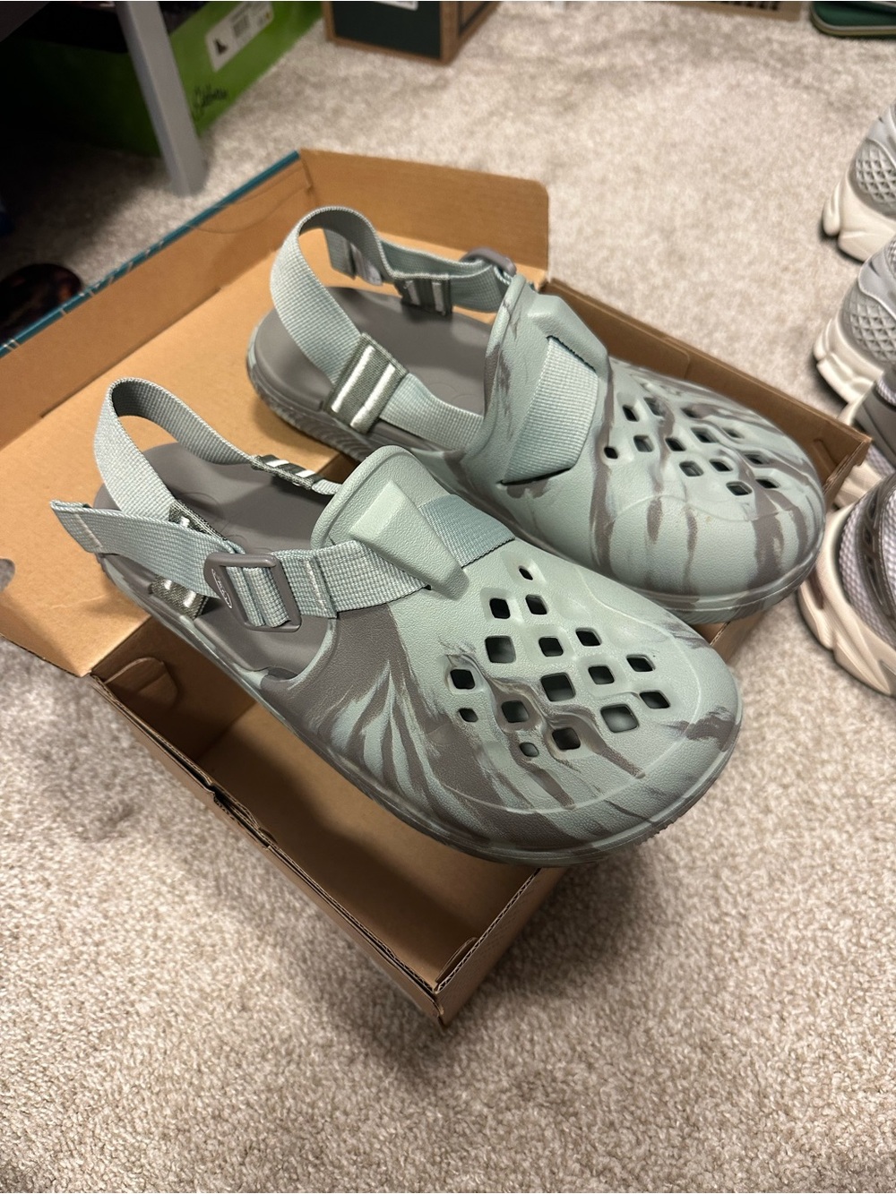 Chaco Women's Mint Green and Gray Patterned Water Clog
